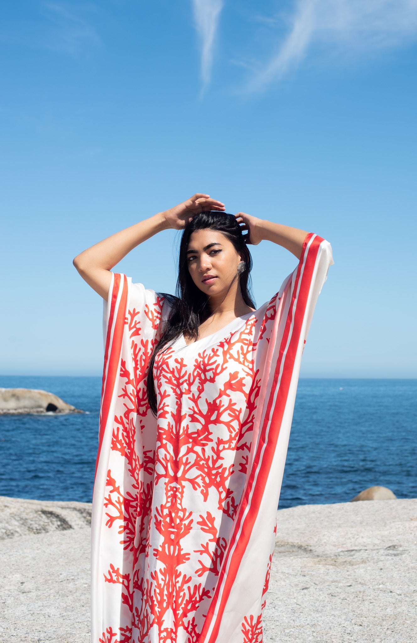 Kaftan Silk - Red Coral