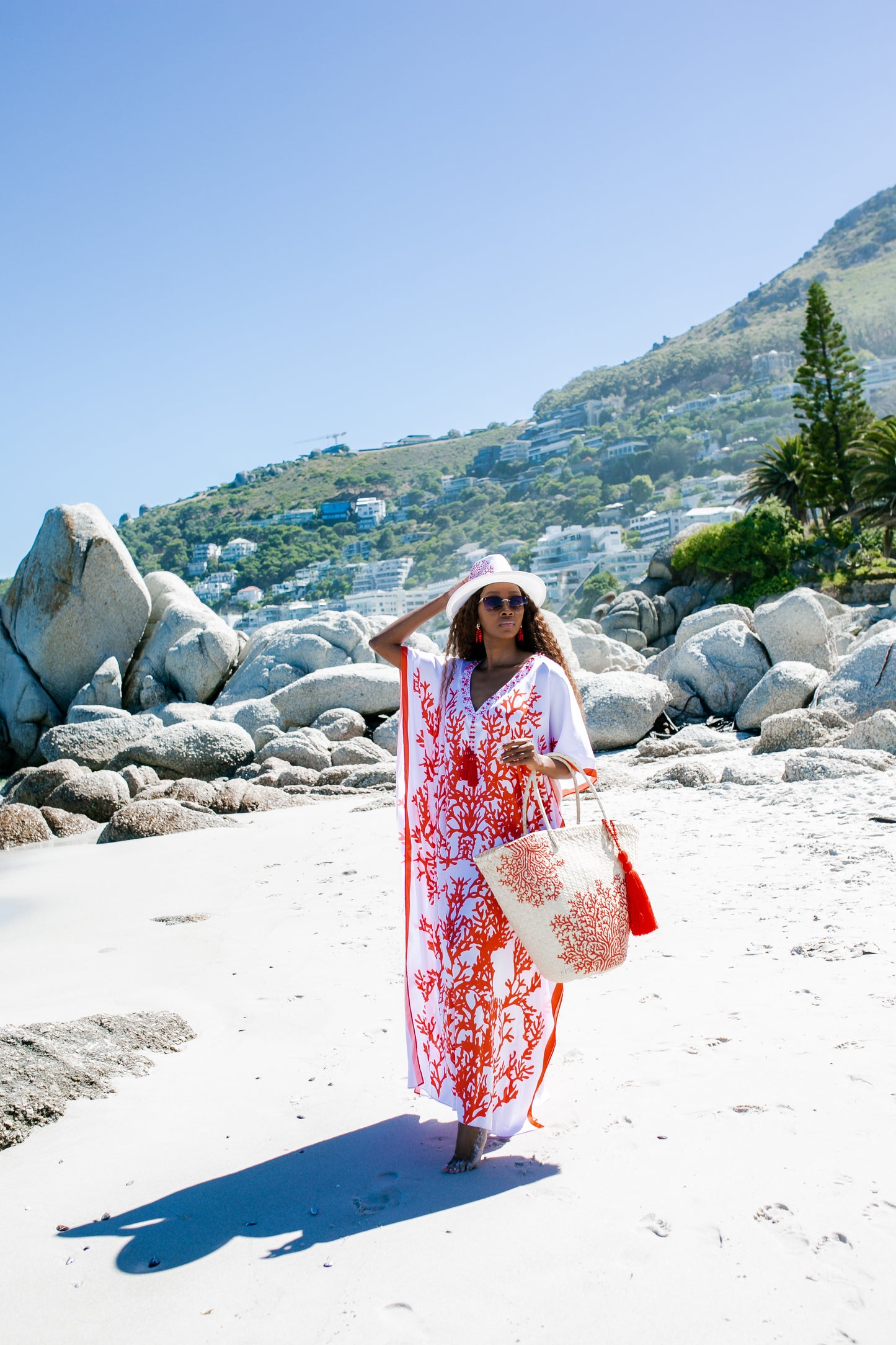 Kaftan Satin - Red Coral