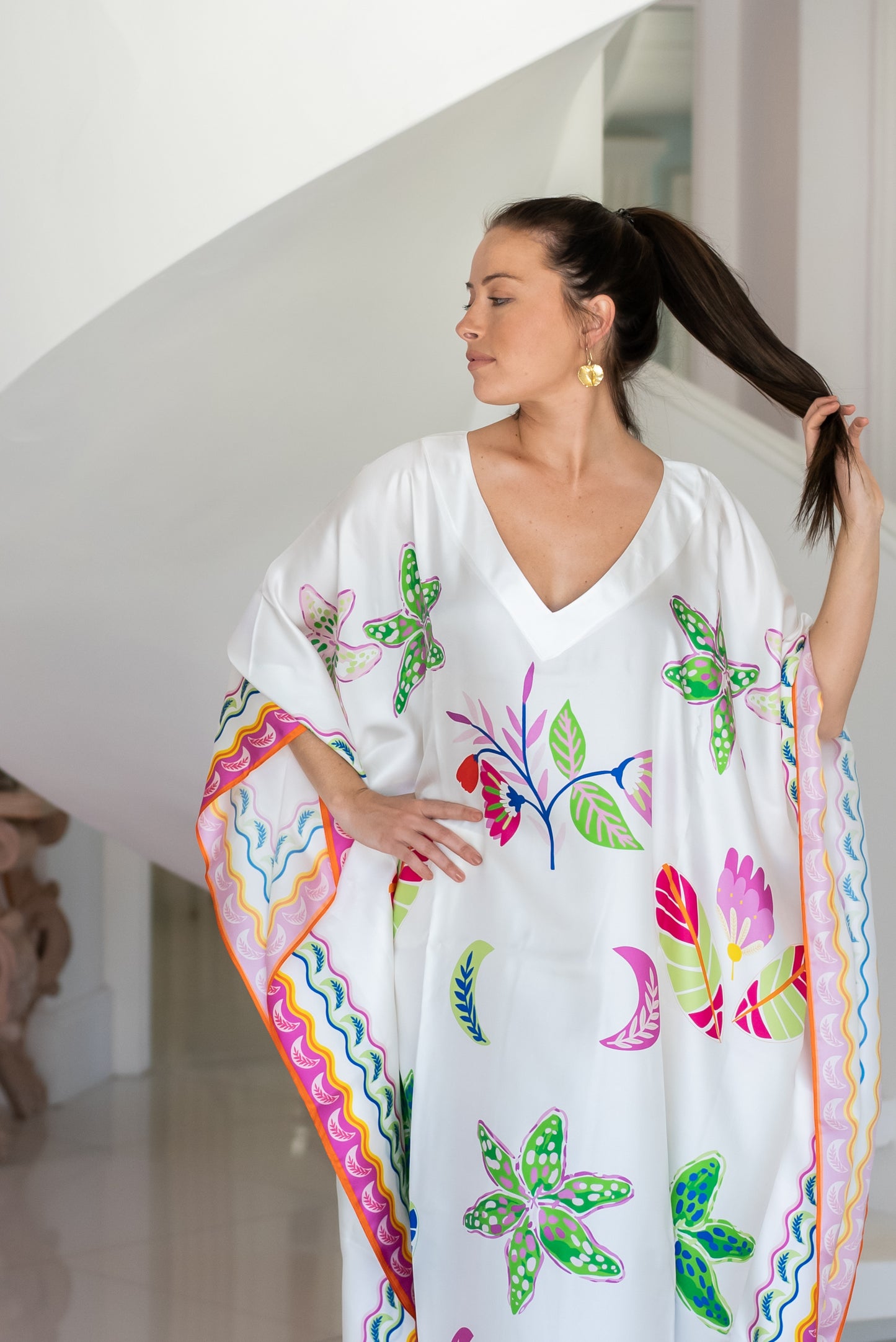 Kaftan Silk - Life is Beautiful White