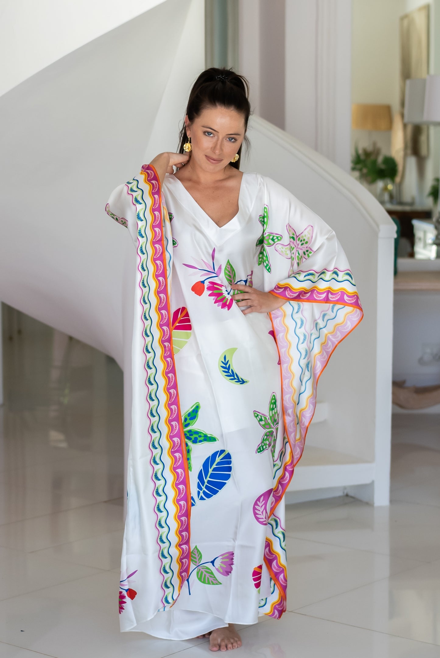 Kaftan Silk - Life is Beautiful White