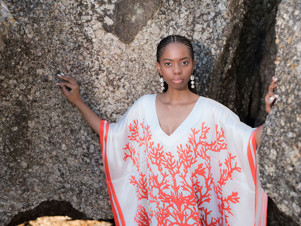 Kaftan Silk - Red Coral