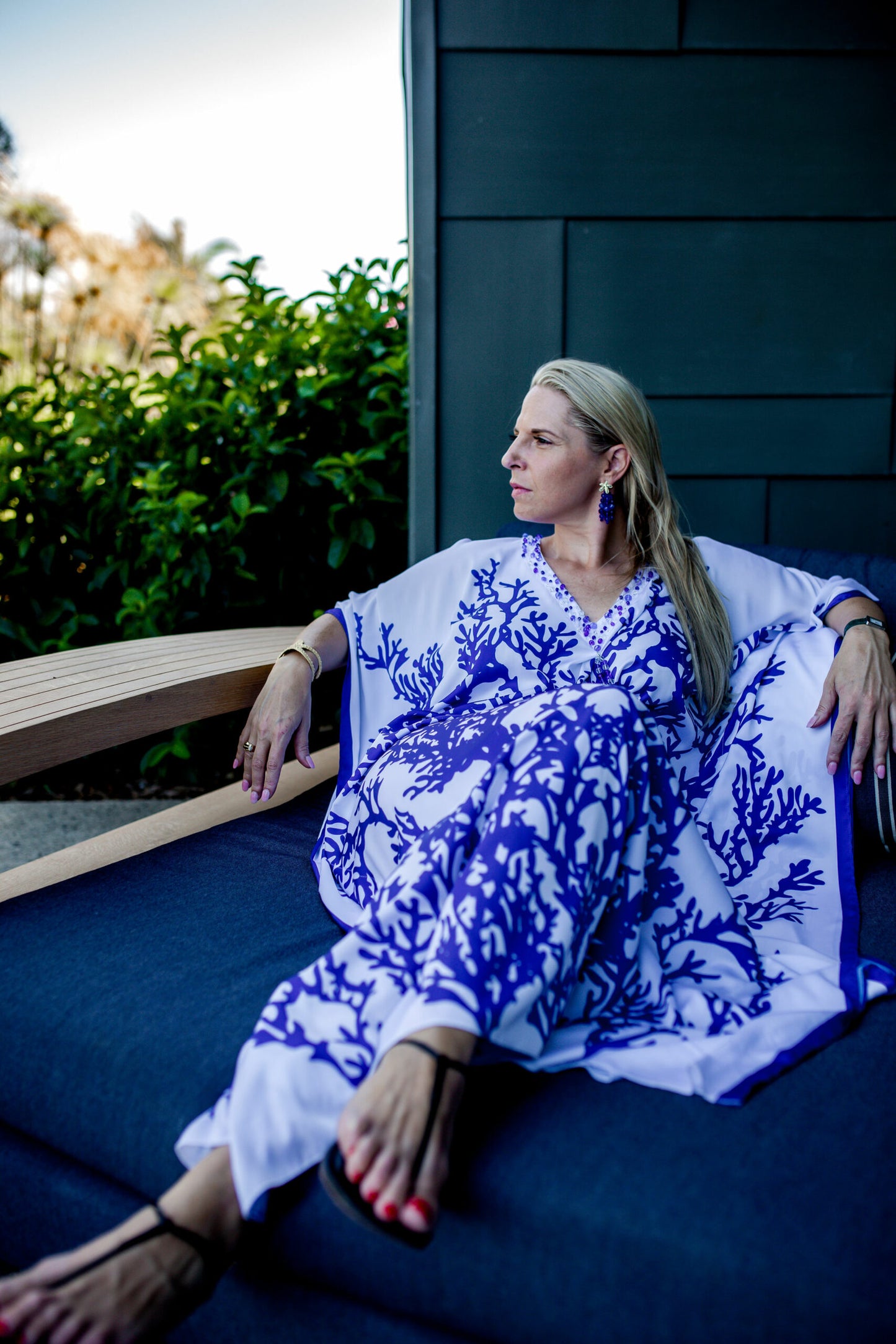 Kaftan Satin - Blue Coral