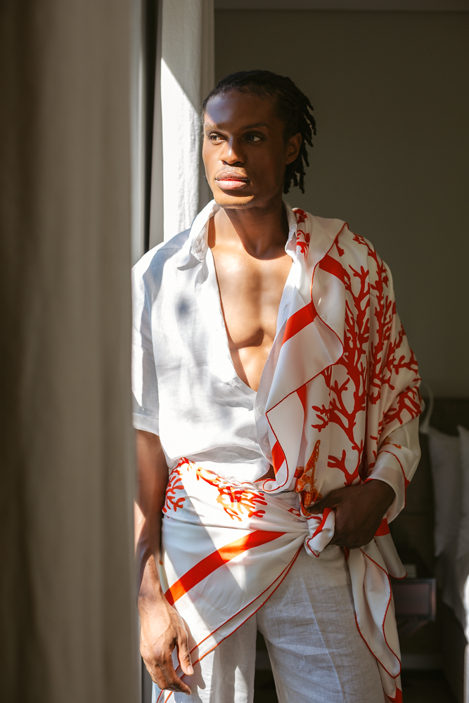 Scarf Silk -Red Coral