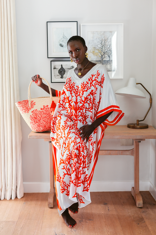 Kaftan Silk - Red Coral