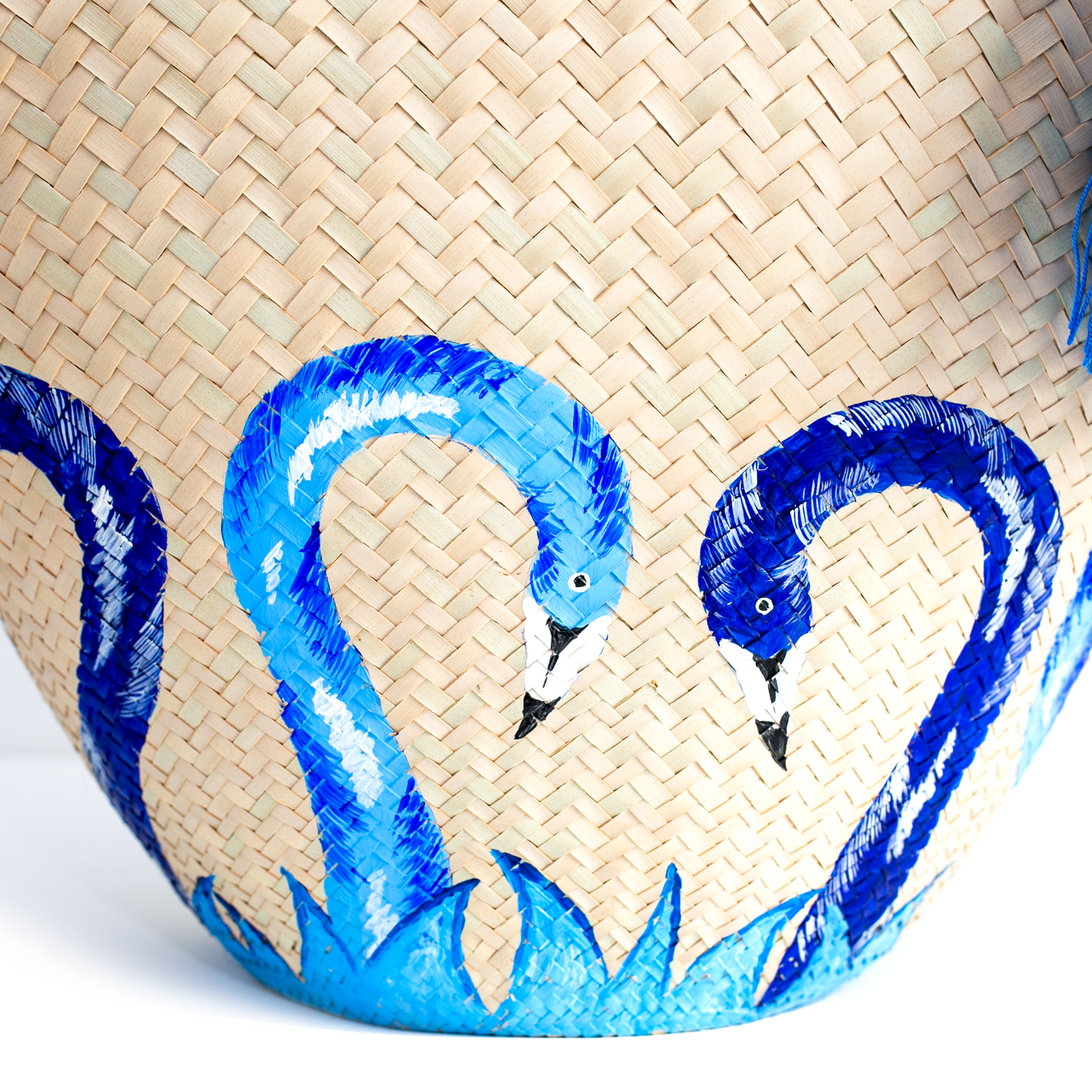 Blue Flamingo Straw Bag