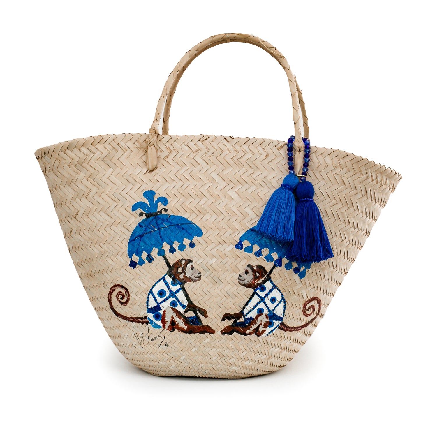 Two Monkeys Straw Bag