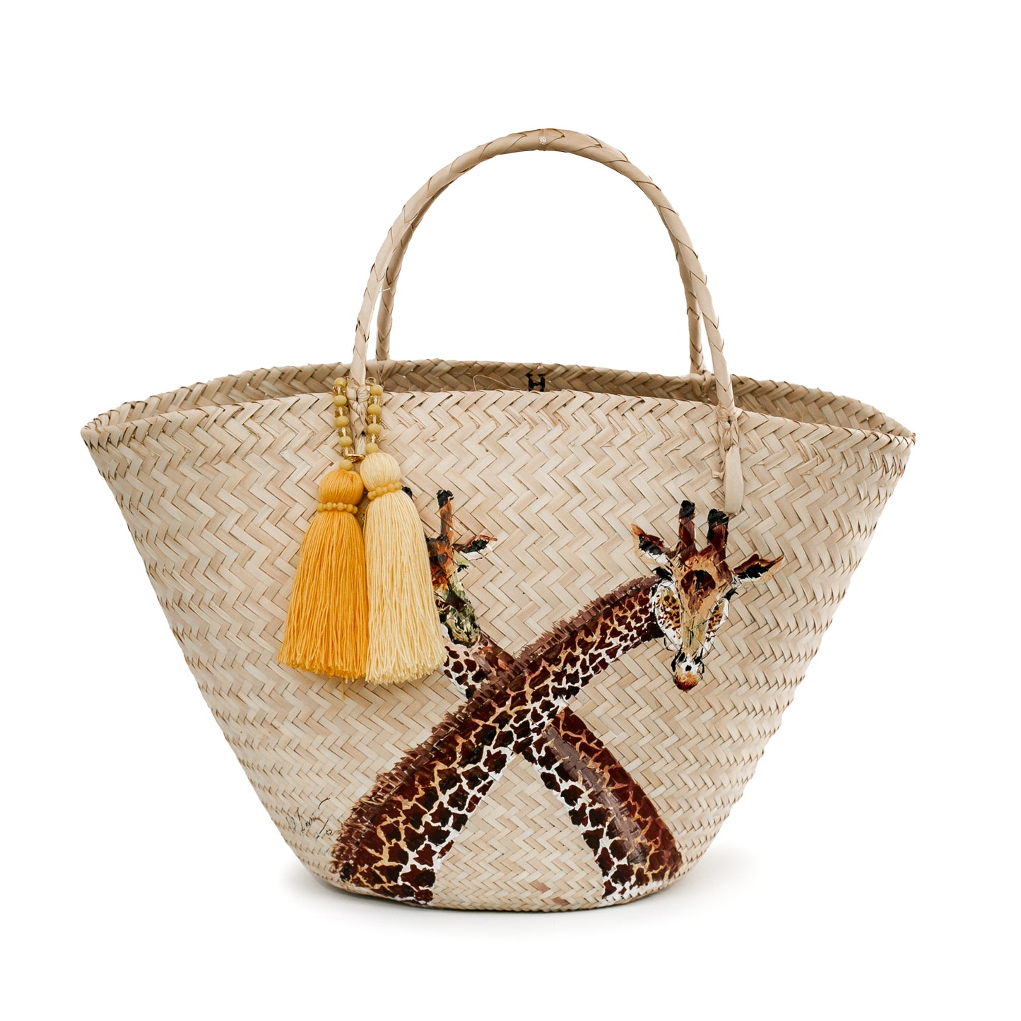 Two Giraffes Straw Bag