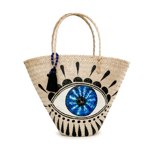 Evil Eye Straw Bag