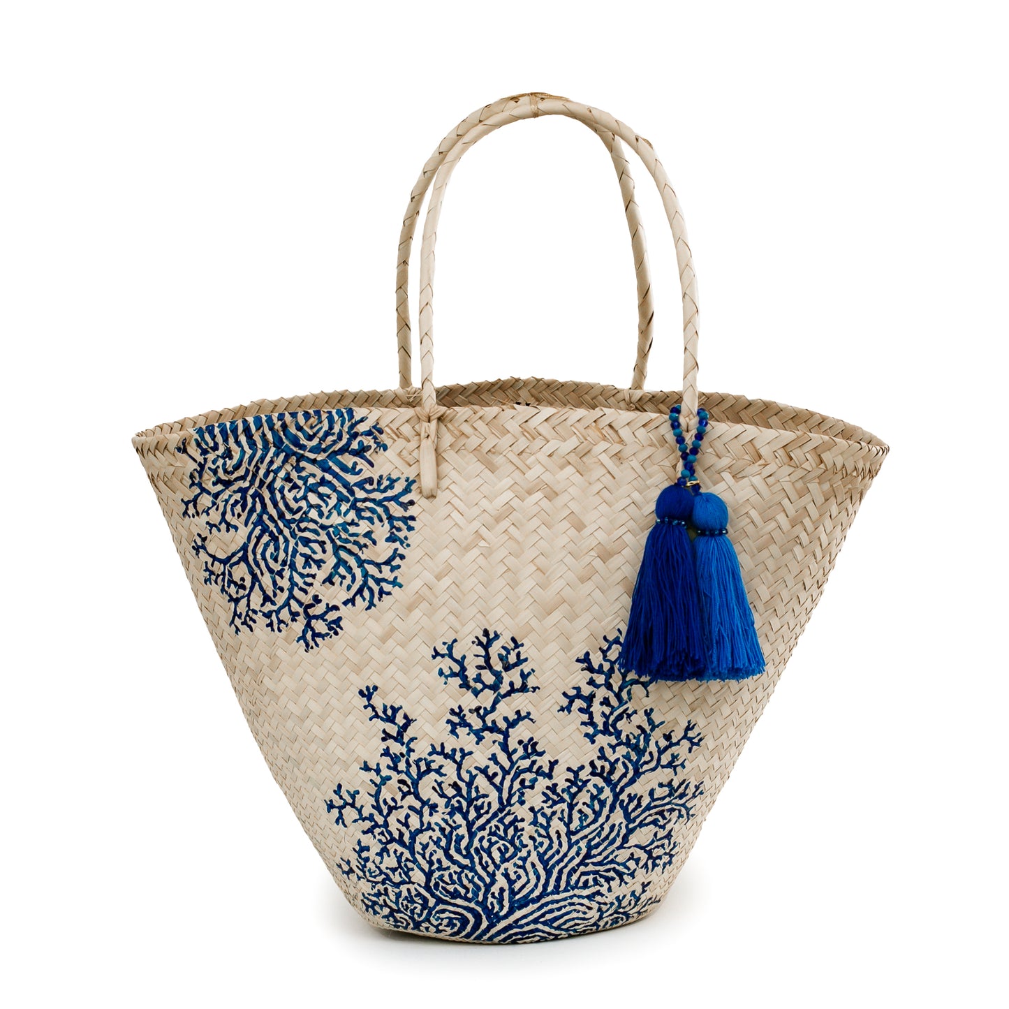 Straw Bag in blue coral