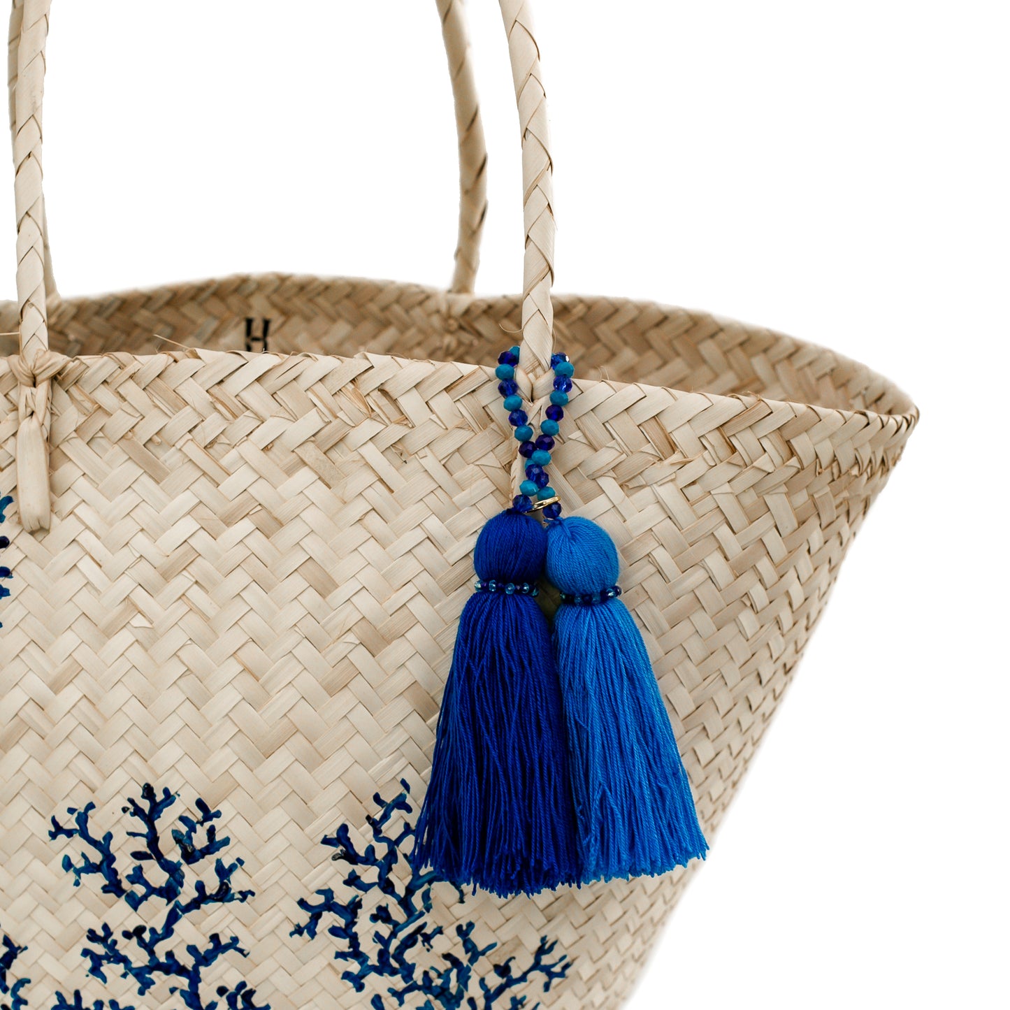 Straw Bag in blue coral