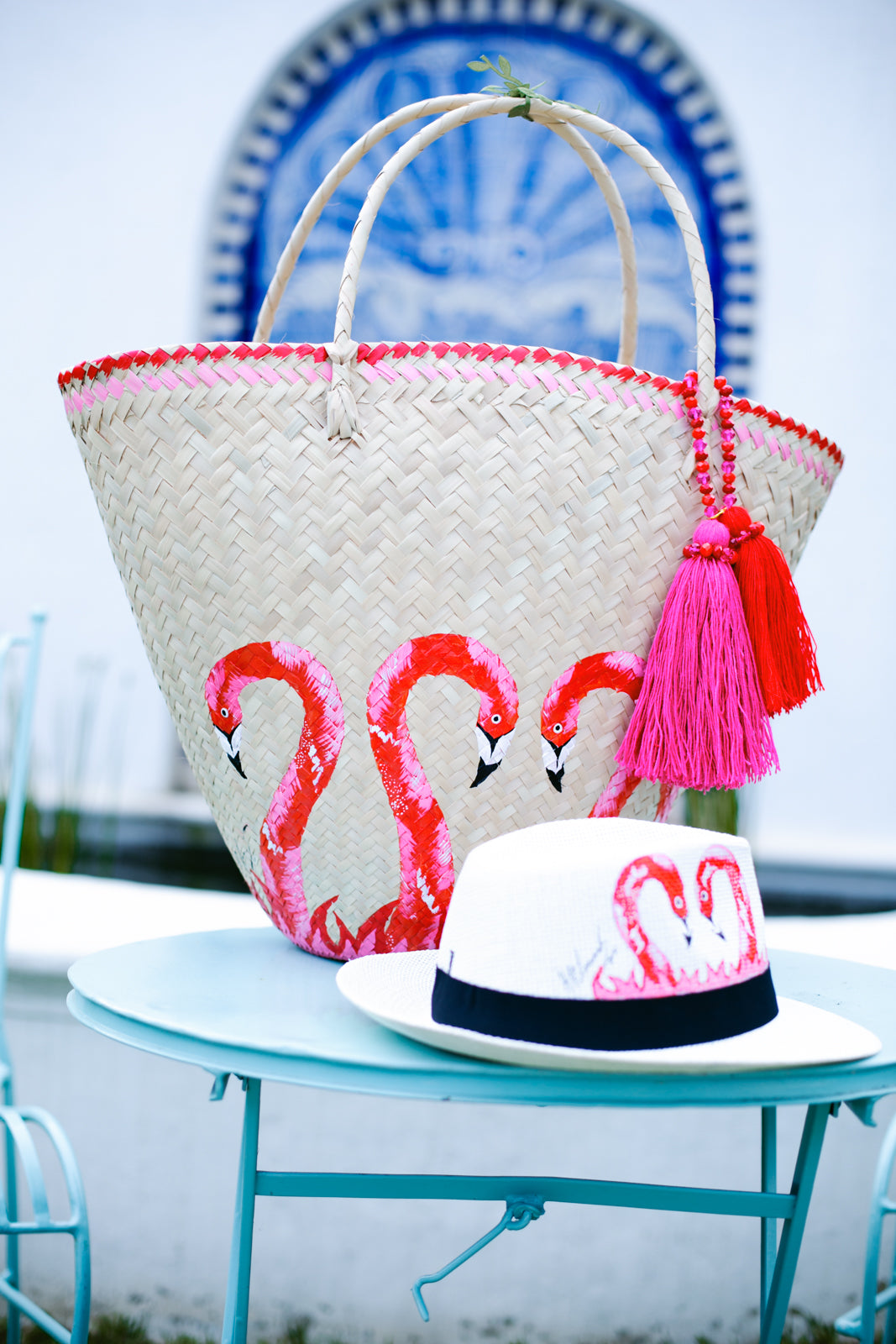 Pink Flamingo Straw Bag