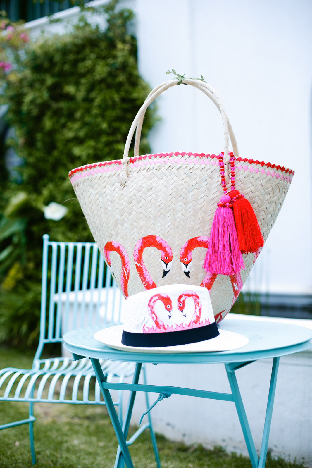 Pink Flamingo Straw Bag