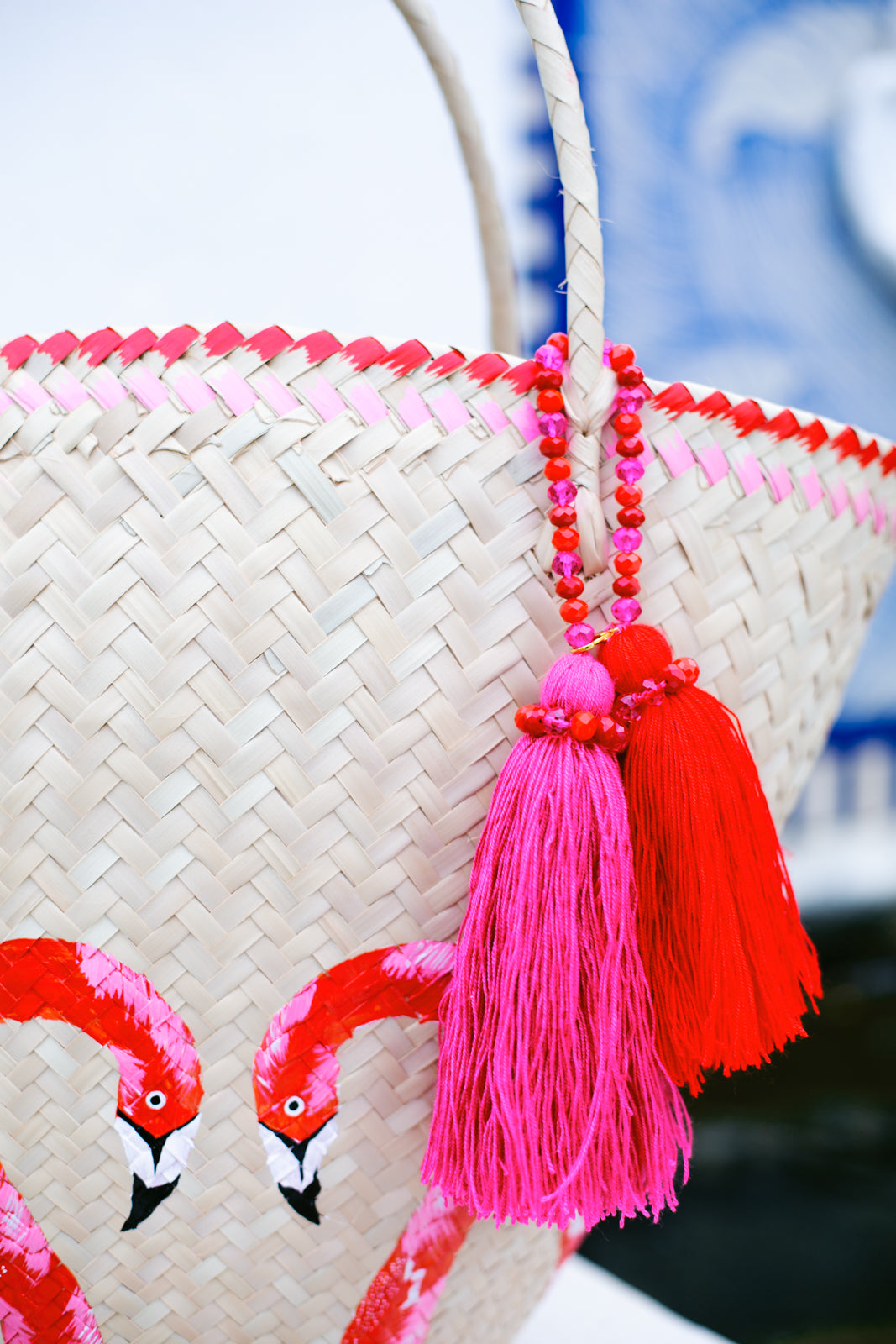 Pink Flamingo Straw Bag